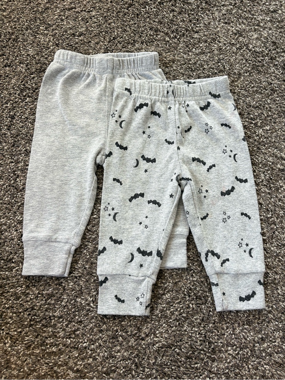 Carter's Light Grey Jogger Pants with Bat Print - Bundle of 2